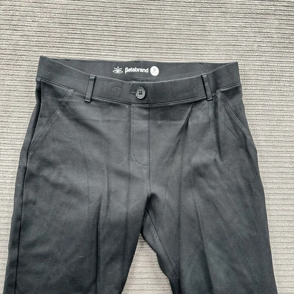 Betabrand Crop Classic Dress Pant‎ Women Medium Petite Black Rayon Office.
